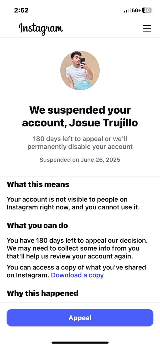 princewerox's tweet photo. Why did my account got falsely suspended? I did nothing wrong @instagram @facebook @Meta https://t.co/Wb6ssMOTJn