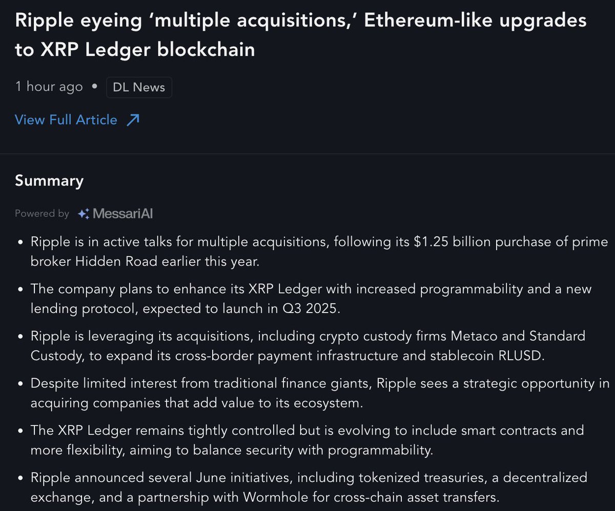 Ripple eyeing ‘multiple acquisitions,’ Ethereum-like upgrades to XRP Ledger