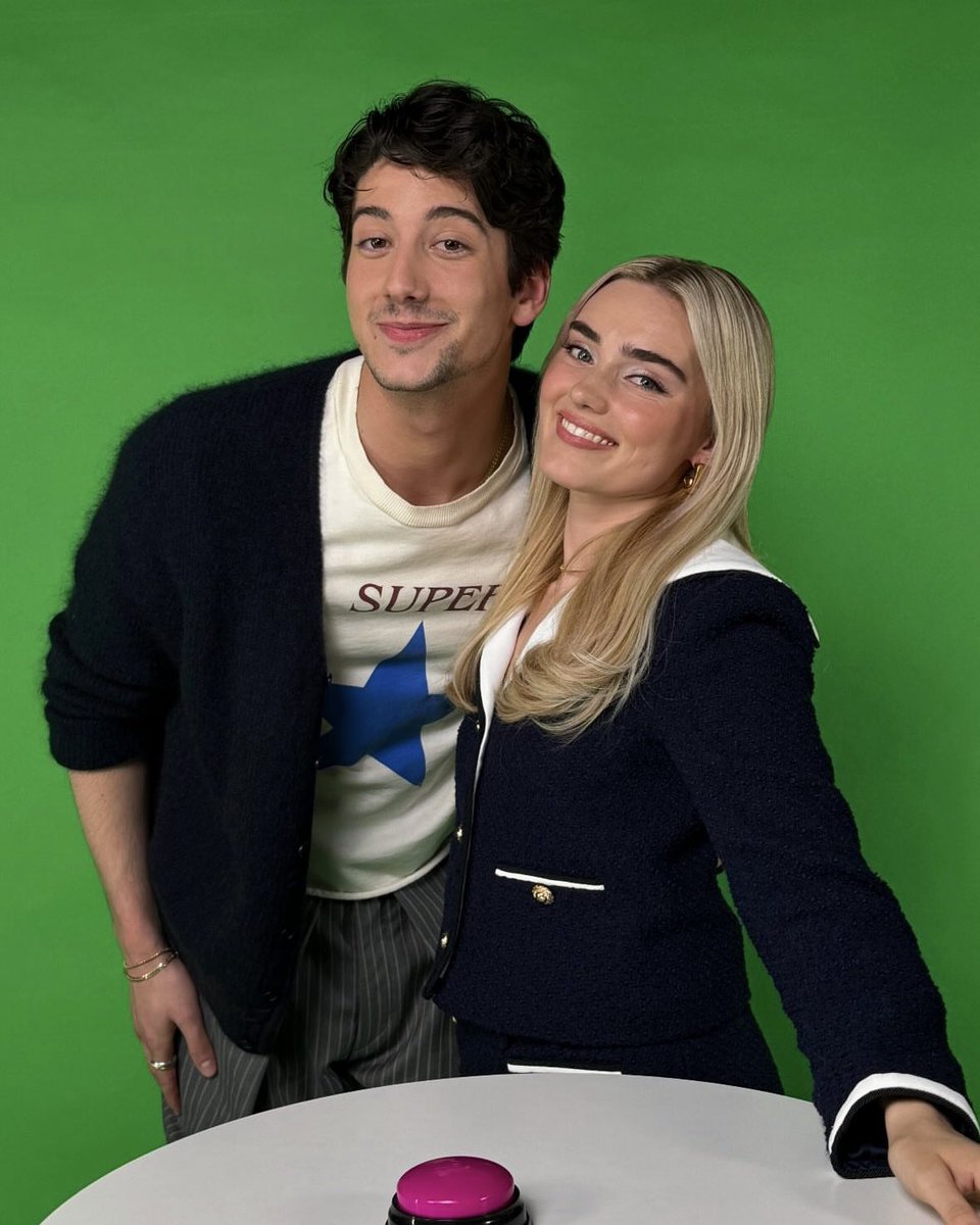 Milo Manheim and Meg Donnelly doing press and also… 2 weeks left for #ZOMBIES4: Dawn of the Vampires 🧛‍♀️
