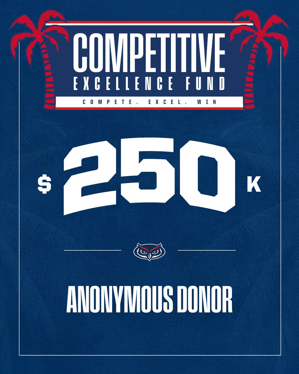 Brian_E_White_'s tweet image. Another big time donation to the Competetive Excellence Fund! This is a critical component to our future success and we need all @FAUAthletics fans to support Your Hometown Team! Go Owls! #WIP🏝️