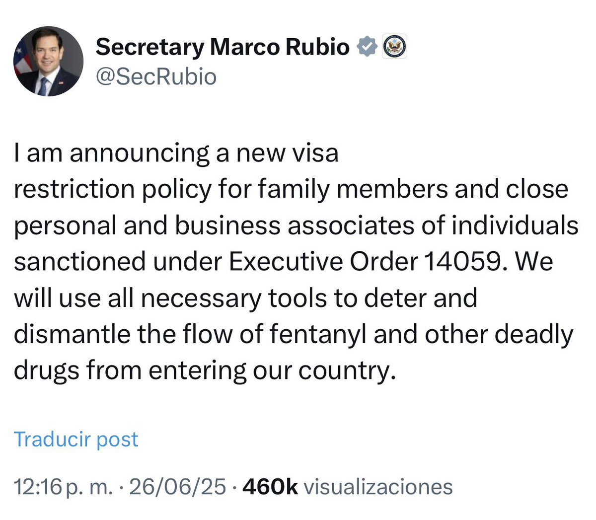 ManfredoGuate's tweet image. 🛑 🚨URGENTE 🚨‼️Le quitarán la VISA a los amigos, socios, cuates, colaboradores, alcahuetes, compinches y familiares de narcos‼️
📌El Secretario de Estado @SecRubio de 🇺🇸 Anuncio en su cuenta oficial, “una nueva política de restricción de visas para familiares y socios…