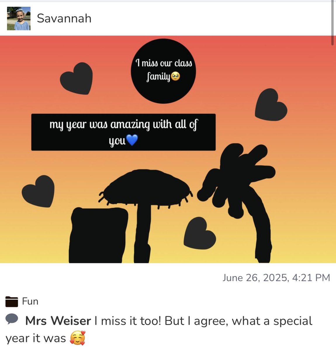 MrsWeiserWR's tweet photo. When school only ended a few hours ago but your class family is life 🤍🤍 how lucky we are to have something worth missing 🥰  

thank you @Seesaw for keeping us connected through our Class Blog! https://t.co/qYB9971Iq9