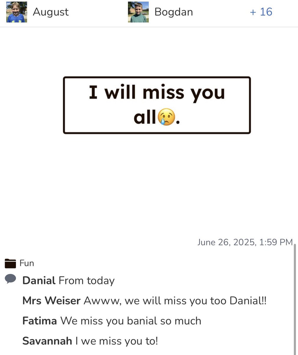 MrsWeiserWR's tweet photo. When school only ended a few hours ago but your class family is life 🤍🤍 how lucky we are to have something worth missing 🥰  

thank you @Seesaw for keeping us connected through our Class Blog! https://t.co/qYB9971Iq9