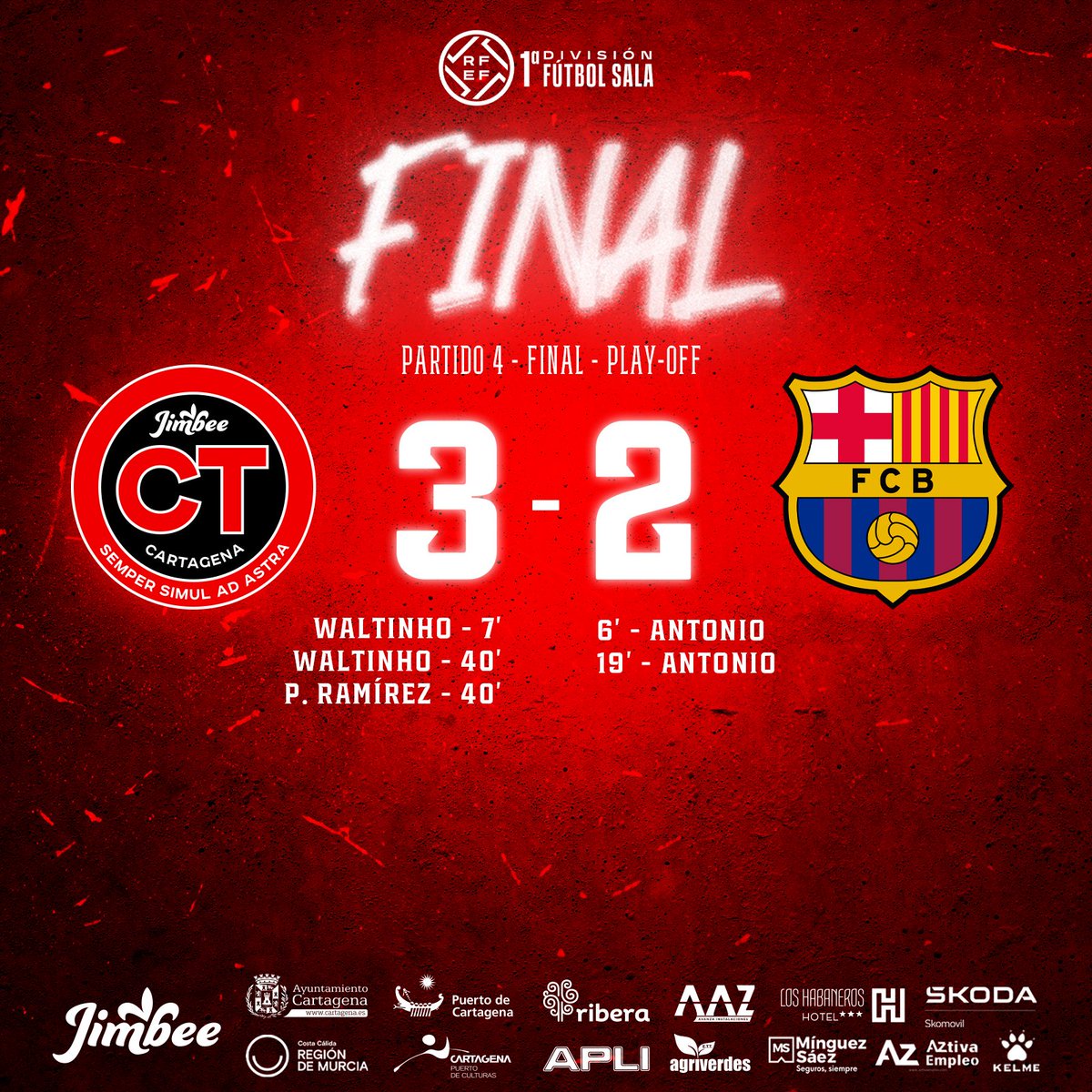 🏆 - ⏰ 40' | 3-2 | 🏁✅ SOMOOOOSS CAMPEOOONESSSS DE PRIMERA DIVISIOOOOOONNN OTRA VEEEEEZZZ

QUÉ HISTÓRICOOOOOOOOOOO

BRUTAAAAAAAAAL

LOCURAAAAAA

❤️ ¡MILLONES DE GRACIAS, AFICIÓN! 🤍

#JimbeeBarça #PrimeraDivisiónFS