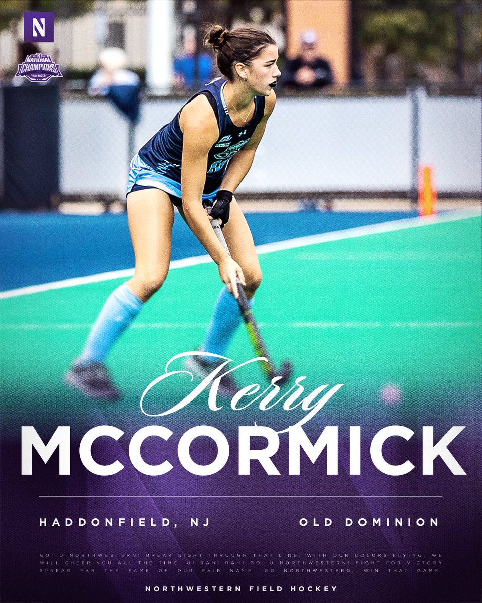 NUFHCats's tweet image. Welcome to the Wildcats, Kerry McCormick 🟣😼
An incoming junior from Haddonfield, New Jersey with 38 career games played at Old Dominion, earning preseason All-Big East recognition in 2024.
