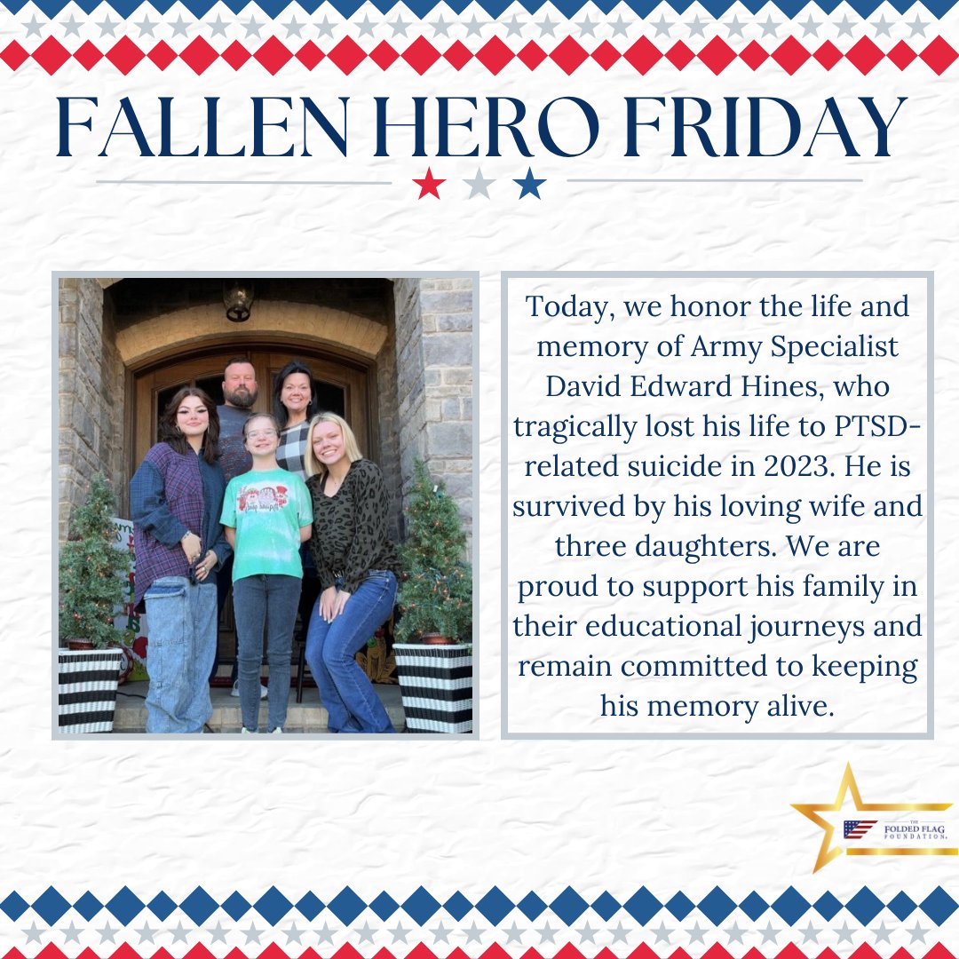 Honoring the memory of Army Specialist David Edward Hines, who lost his life to PTSD-related suicide in 2023. This Fourth of July weekend, we take the time to reflect on the true cost of freedom. We proudly support his family and remain committed to keeping his legacy alive.