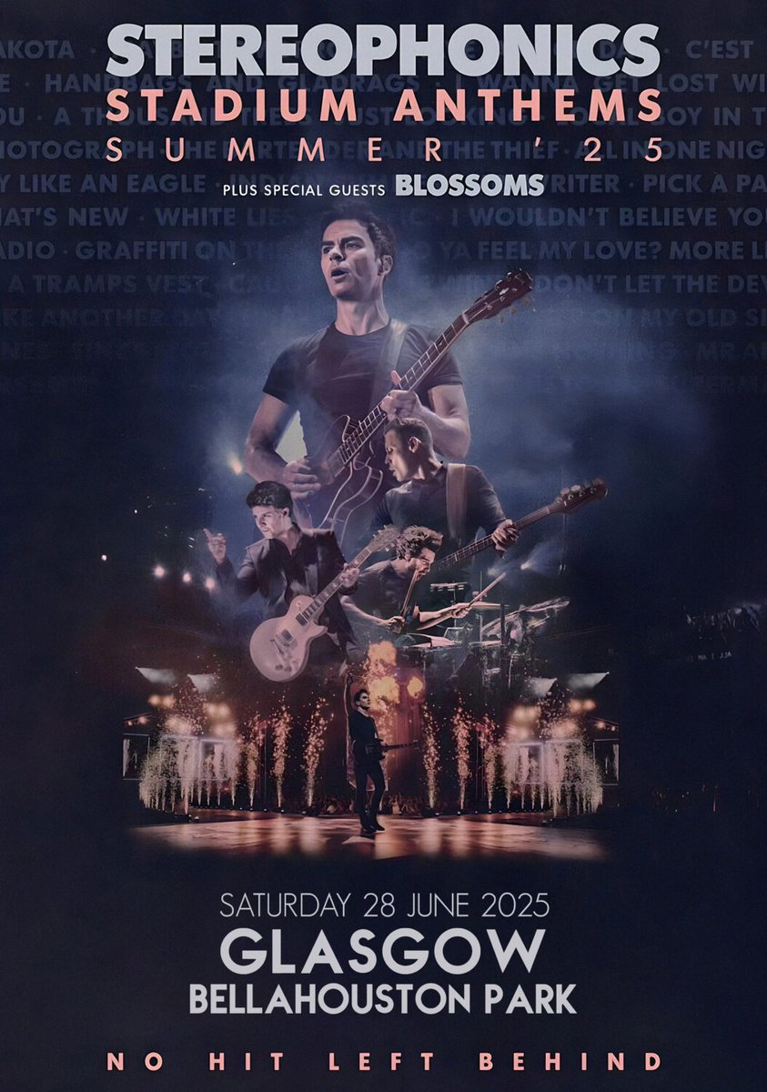 Stereophonics at Bellahouston on Saturday, looking forward to this one,Mental that its been 27 years since I seen them in Motherwell 😬. 
Blossoms supporting also  ,Can't believe that they wrote a song about a Gorilla statue stolen from a garden centre in Carluke (Gary) 😂
