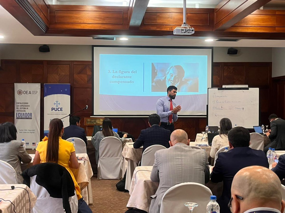 Juan Sebastian Fajardo V (@jsfajardov) on Twitter photo Muy honrado de haber impartido clase a Magistrados de la Corte Nacional ecuatoriana y a los jefes de Fiscalías regionales 🇪🇨.
Agradezco a la OEA y a la <a href="/PUCE_Ecuador/">PUCE Ecuador</a> por hacerme parte de este maravilloso proyecto, que apenas inicia. Muy honrado de haber impartido clase a Magistrados de la Corte Nacional ecuatoriana y a los jefes de Fiscalías regionales 🇪🇨.
Agradezco a la OEA y a la <a href="/PUCE_Ecuador/">PUCE Ecuador</a> por hacerme parte de este maravilloso proyecto, que apenas inicia.