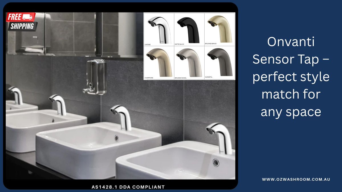 ozwashroom's tweet image. The Onvanti Sensor Tap offers hands-free hygiene and sleek style—ideal for commercial bathrooms. Choose from multiple finishes and with mains or battery power options for easy installation. 
buff.ly/TDIJprB 
#Sensortap #commercialtap #watertap #Onvanti