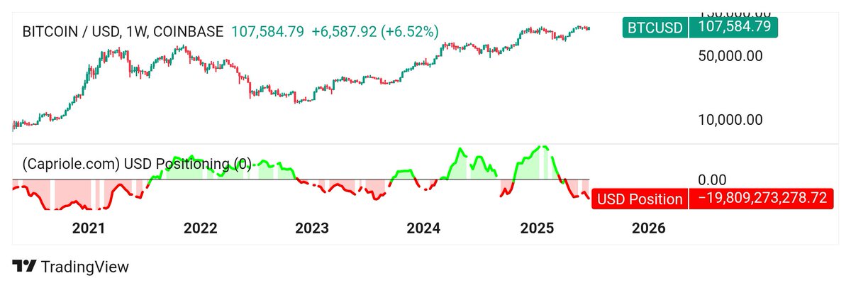 The biggest Bitcoin rallies occur when the market is net short the USD. This phenomenon has been powerful since Covid, when Bitcoin became a Macro asset. Guess what. The world is very short USD today.