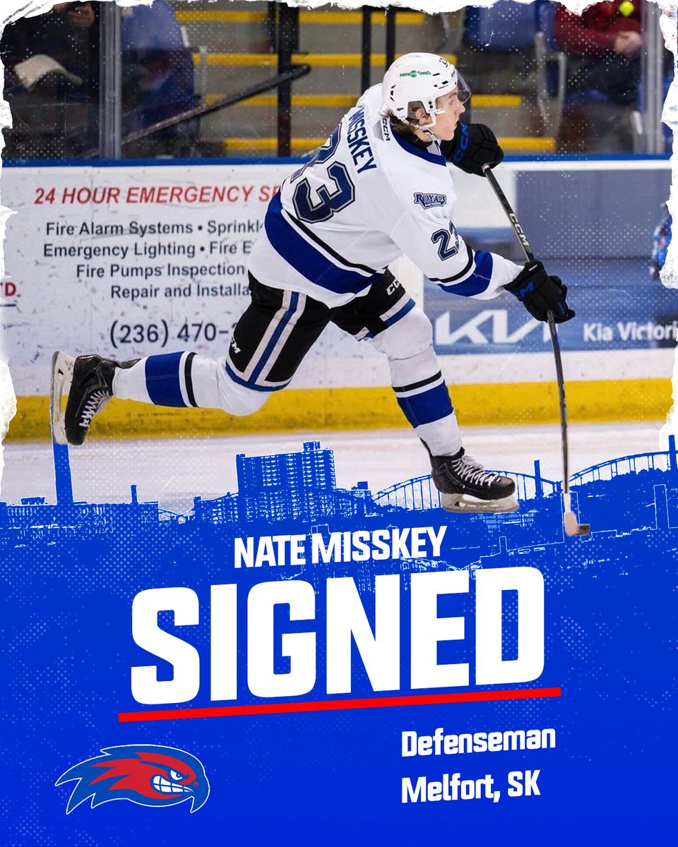 RiverHawkHockey's tweet photo. a KEY signing 🔑

2024 San Jose Sharks fifth-round draft pick, Nate Misskey, is coming down to the Mill City! He has 3 full WHL seasons in Victoria under his belt (194gp, 23g, 81a, 104pt) and was a two-year assistant captain. Welcome to Lowell, Nate!

#UnitedInBlue | #HockeyEast https://t.co/K26E6ildQi