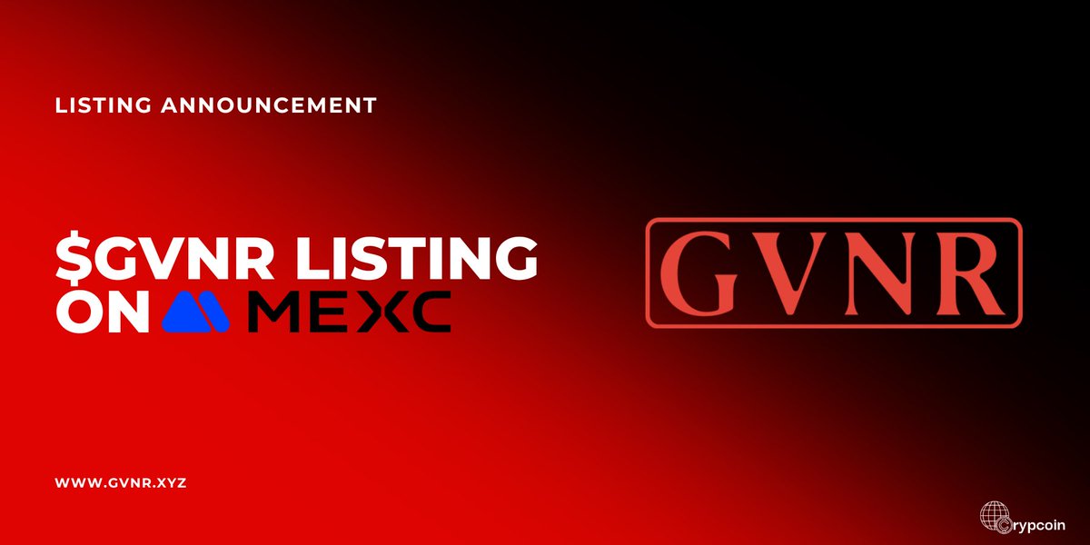 🎉 BIG NEWS! 🎉 

$GVNR is officially LIVE on MEXC! 

✅You can now trade GVNR/USDT. 

This is a massive step for our community and project. 

Stay tuned for more updates!

#GVNR #MEXCListing #Crypto