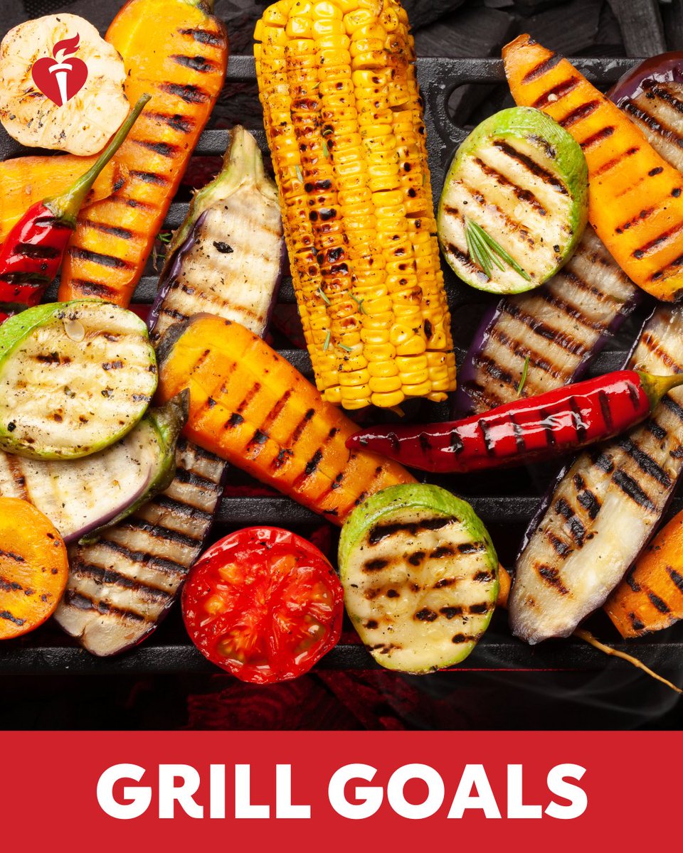 Add more fruits and veggies to your dinners this summer by throwing some of your seasonal favorites on the grill. Round out your plate with some low sodium beans, salmon, lean beef, pork or chicken. 🔥