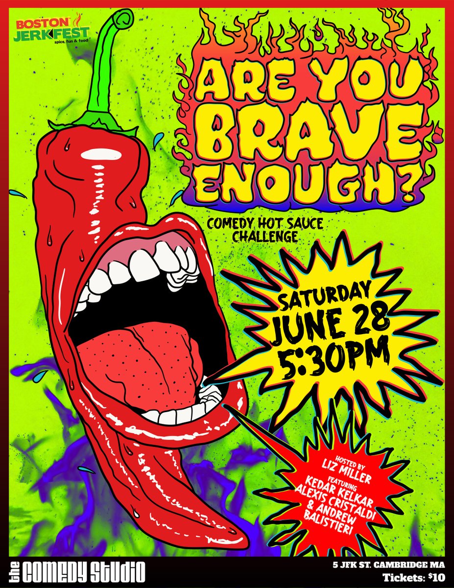 🔥 This week! Boston JerkFest x The Comedy Studio 🔥
Comedians eat 🔥 wings while trying to tell jokes. Will they survive?

🗓️ June 28 | 5:30–7PM
📍 The Comedy Studio, Cambridge
🎟️ shorturl.at/zY2be

#BostonJerkFest #ComedyInBoston #HotSauce