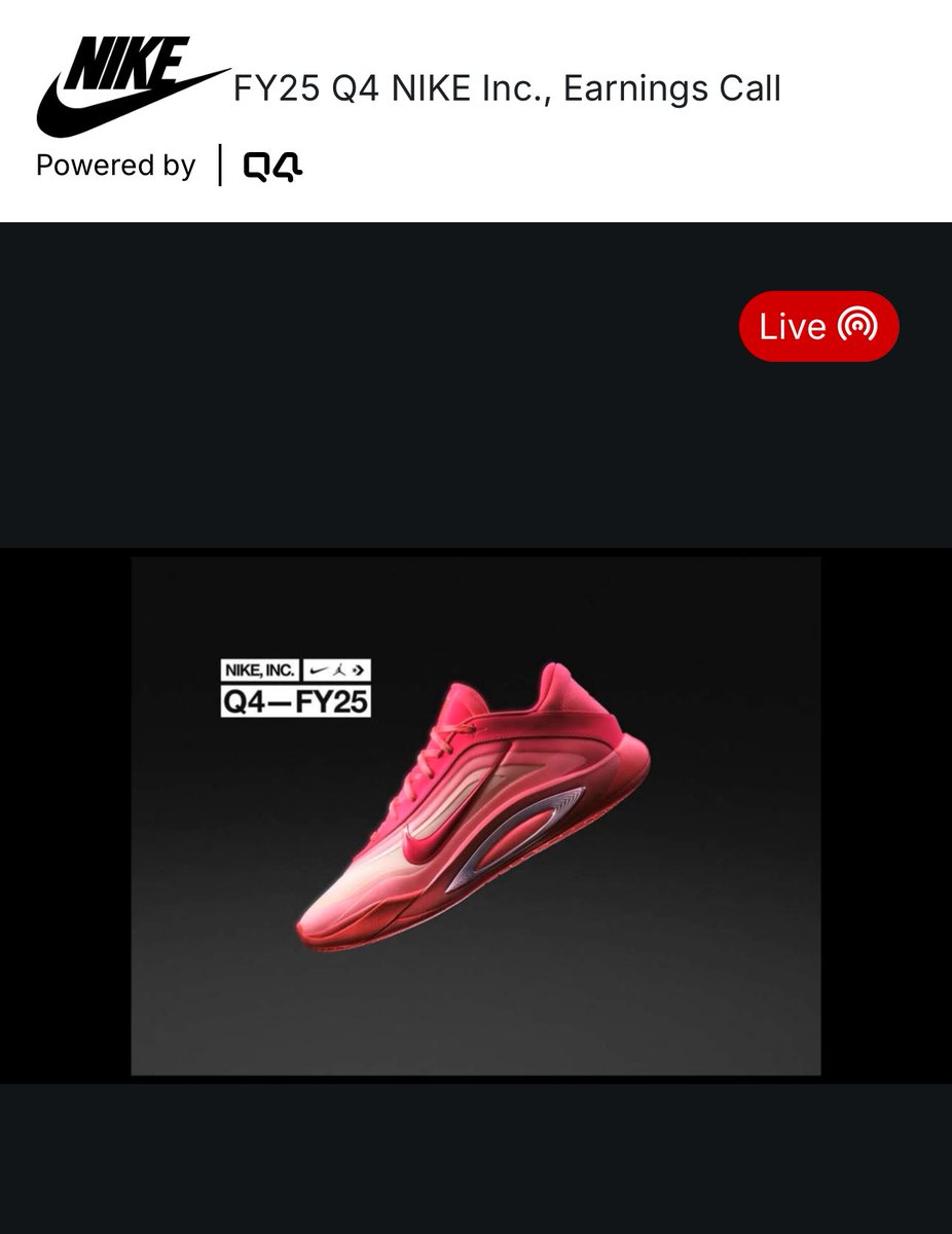 SoleRetriever's tweet photo. .@_ajawilson22’s A’One is the featured image for Nike’s FY25 Q4 earnings call 👀 https://t.co/KRd7MGSjqB