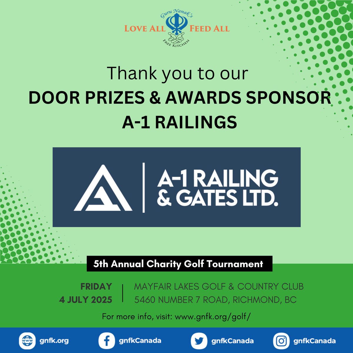 Thank you to our Door Prizes &amp; Awards sponsor, A-1 Railings, for their incredible support at our 5th Annual Charity Golf Tournament! Your contribution has helped us create a memorable evening while making a positive impact on our community. We are grateful for your partnership.