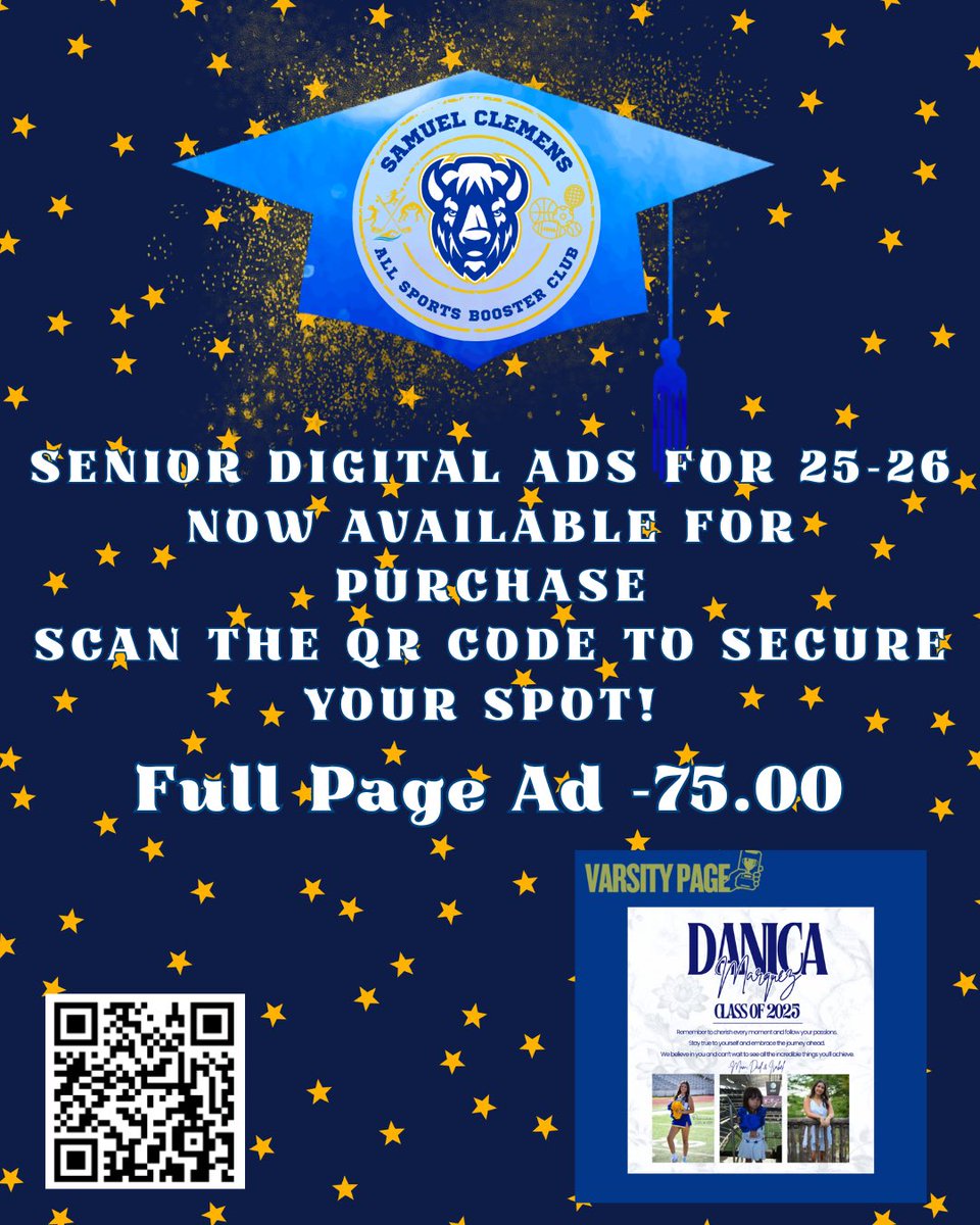 ATTENTION BUFF NATION! Student and Senior digital ads are now available for purchase. The All Sports Booster is excited to announce that we will be partnering with Varsity Page to offer an all-sport, school year digital program starting the 25/26 school year! Link in bio.