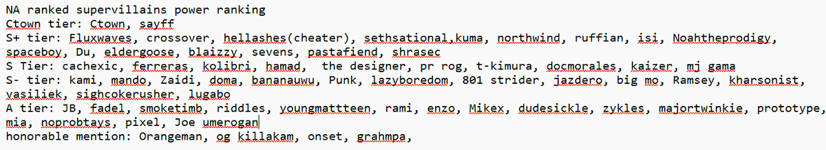 NA ranked super villain tier list