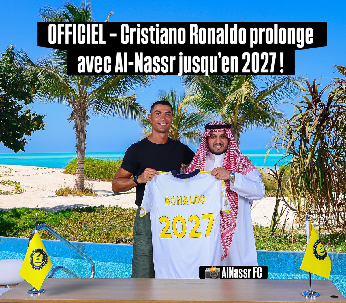 GeekircBlog's tweet image. 🇸🇦 OFFICIEL – Cristiano Ronaldo prolonge avec Al-Nassr jusqu’en 2027 ! 📸 AlNassr FC

#cristianoronaldo #alnassr #mercato #football