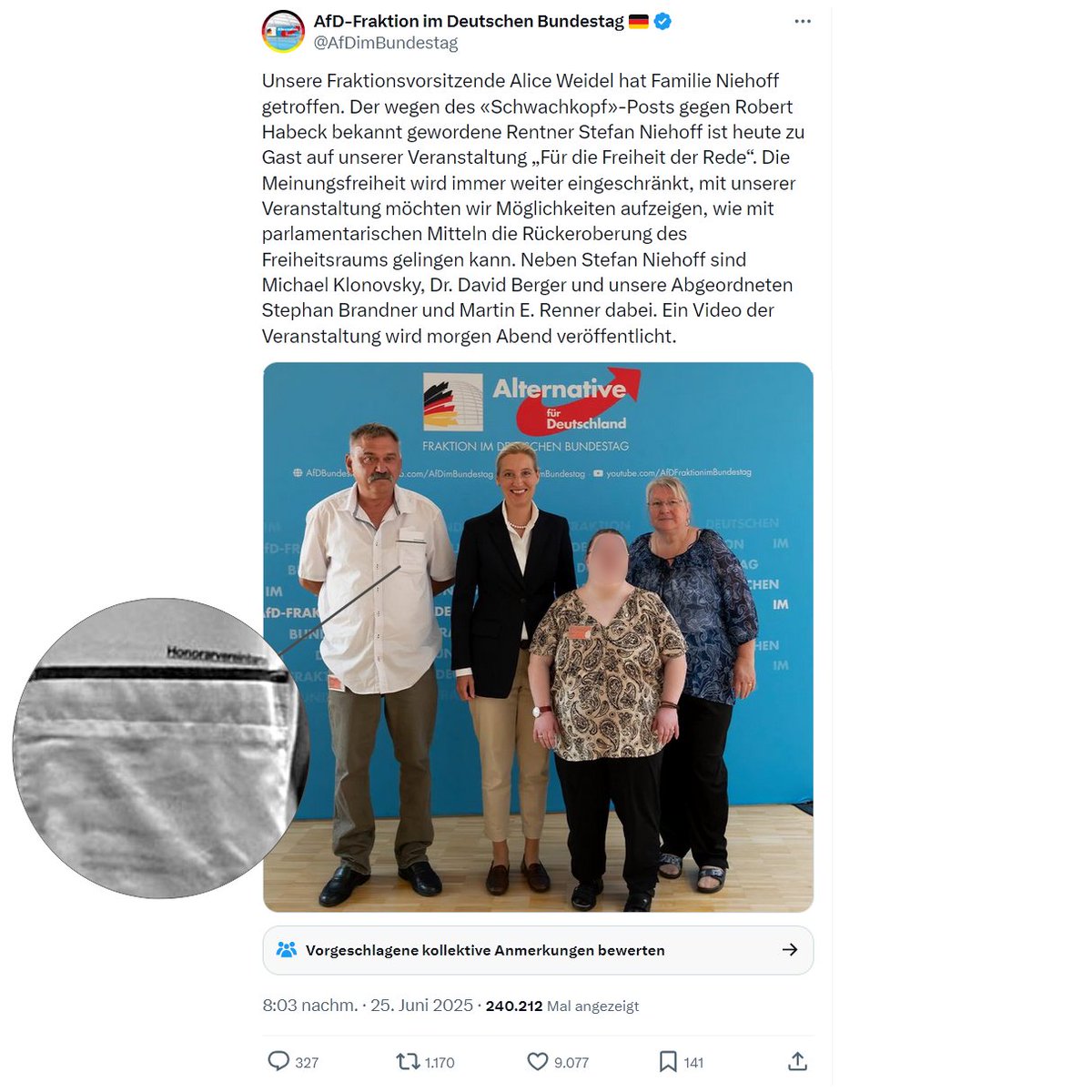 Verraten und verkauft.
Behindertenrechte sind der AfD ein Dorn im Auge, wie man u.a. bei der Inklusion in der Bildung sehen kann.

Fürs passende Bild werden aber gern ein paar Silberlinge gezahlt.

B!