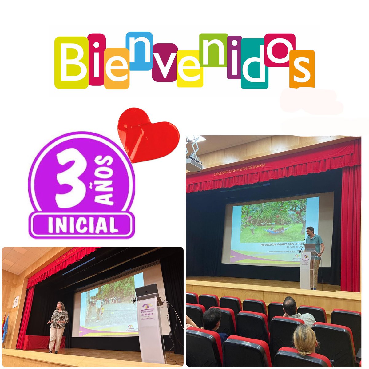¡Bienvenidos! Las 9️⃣2️⃣ familias del alumnado de 3️⃣ años 👧🏼👶🏻 que el próximo curso comenzarán en 1º Ed.Infantil #Codema han mantenido un encuentro durante la tarde de hoy en el salón de actos con las direcciones de EP y EI para ￼ir concretando detalles cara al comienzo de curso.