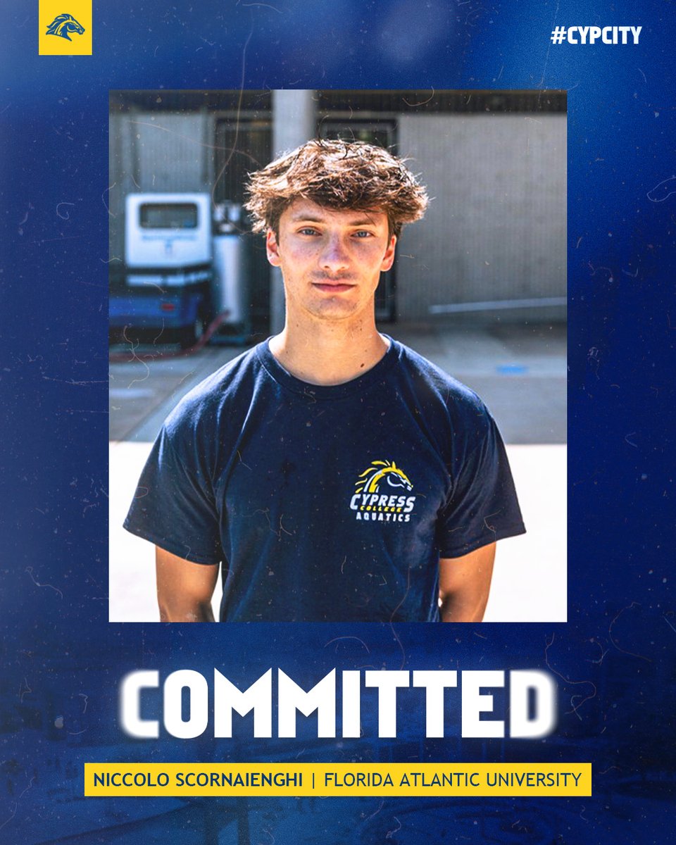Cypress College Men's Swim and Dive, Niccolo Scornaienghi commits to Florida Atlantic University ⚡️