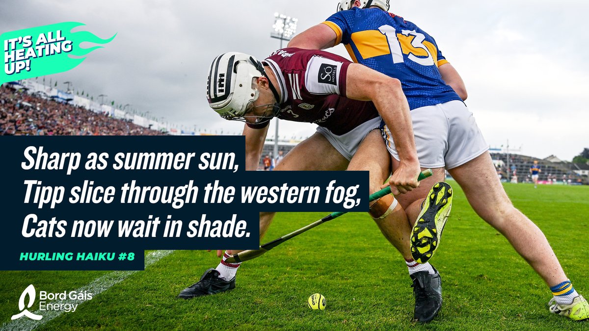 Tipperary turn on the style and shut Galway down.
Clinical, composed - and now, a semi-final with the old enemy looms.
📍 All-Ireland SHC Quarter-Final

#HurlingHaiku #GAA #TippGAA #GALvTIPP #BGEGAA