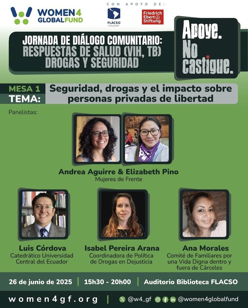 w4_gf's tweet image. ¡Ya comenzamos!

📍 Desde Quito, Ecuador, nuestra jornada con Apoye. No castigue: “Respuestas de salud (VIH, TB), drogas y seguridad” ya está en marcha 

Únete virtualmente aquí 👉 zoom.us/j/97925585750?…
 
#FundHerHealth #8thReplenishment #SupportDontPunish…