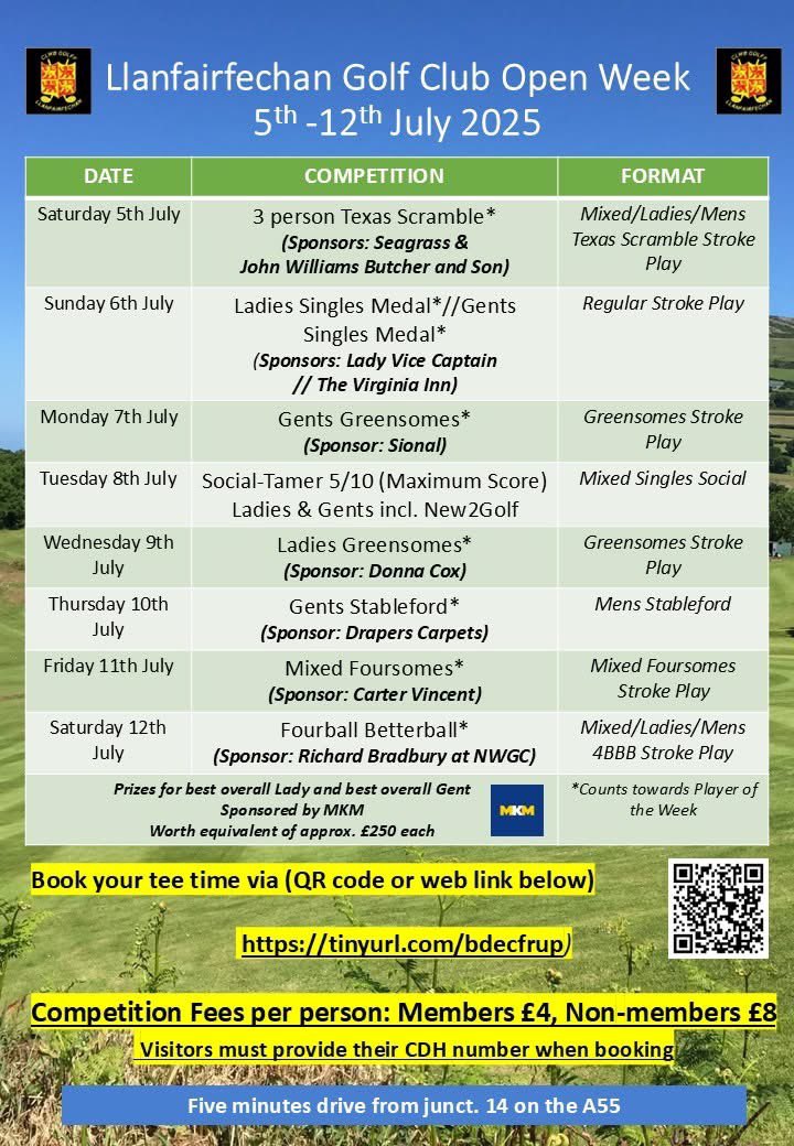 Llanfairfechan Golf Club (@llanfairgolf) on Twitter photo <a href="/LlanfairGolf/">Llanfairfechan Golf Club</a> Open Competitions Week at Llanfairfechan GC is 5th-12th July - Team and Singles Comps - play this little gem of a course on the North Wales coast - Book in here tinyurl.com/bdecfrup <a href="/LlanfairGolf/">Llanfairfechan Golf Club</a> Open Competitions Week at Llanfairfechan GC is 5th-12th July - Team and Singles Comps - play this little gem of a course on the North Wales coast - Book in here tinyurl.com/bdecfrup