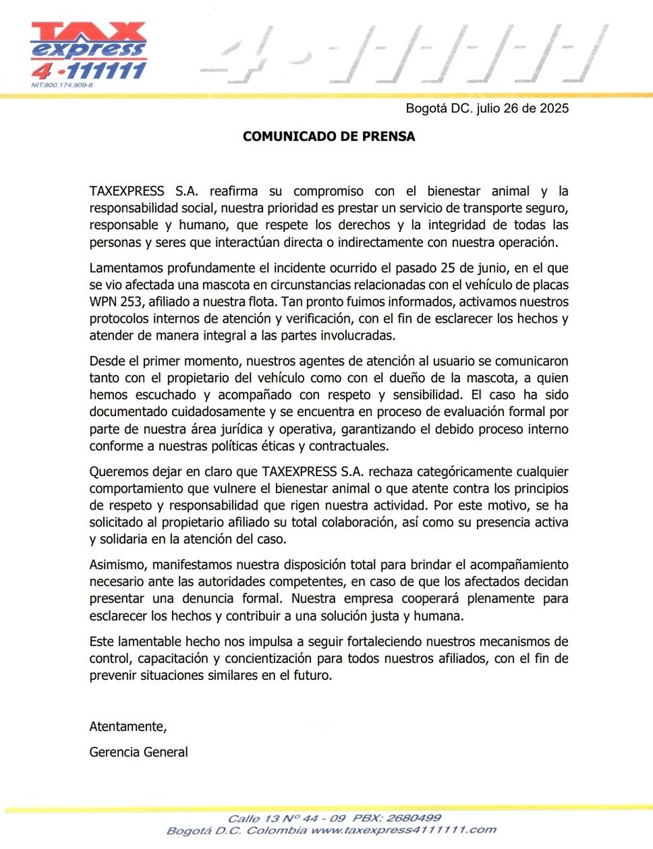 TaxExpressCol's tweet image. 🐾 En TaxExpress reafirmamos nuestro compromiso con el bienestar animal y el respeto por la vida. #CompromisoSocial #BienestarAnimal