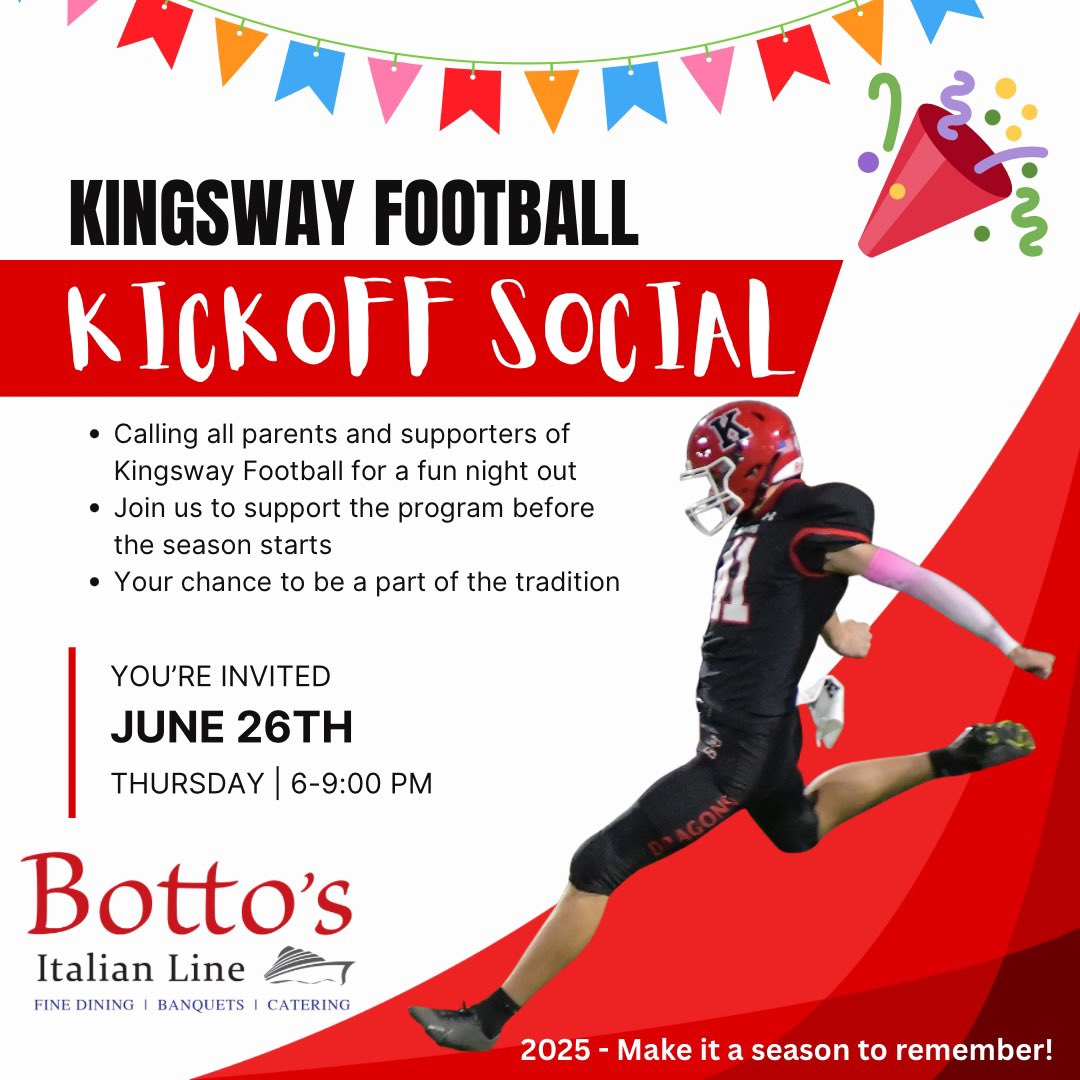 CoachMHendricks's tweet image. Starting at 6 | Kickoff Social @ Botto’s in Swedesboro
Be a part of the 🏈 Family
Be a part of the 🔴⚫️Tradition