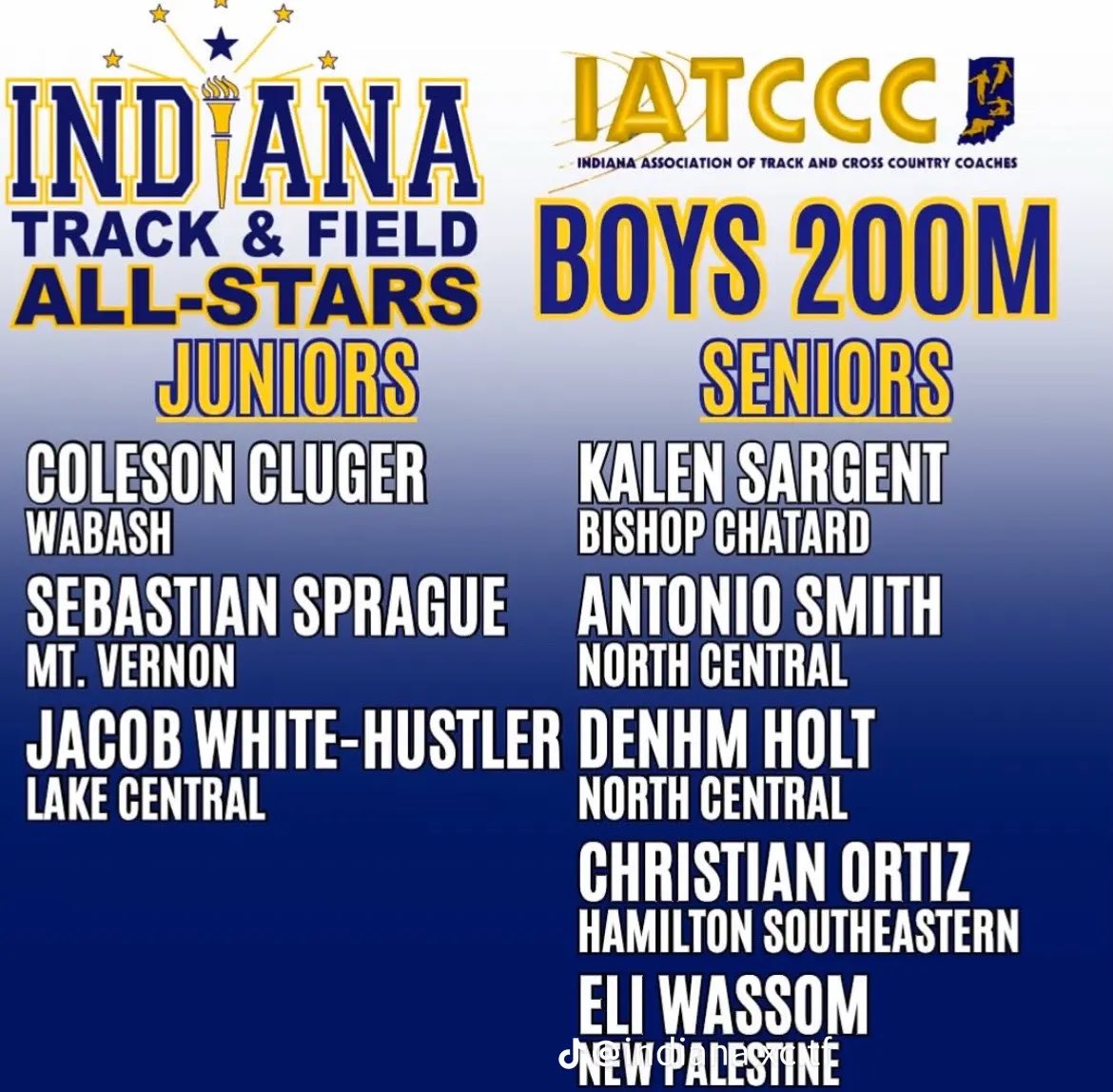 Jacob Michael White-Hutsler (@jwhitehutsler) on Twitter photo Indiana All-Star Junior 200m runner!
<a href="/CSAPrepStar/">PREPSTAR</a>
<a href="/IndyWeOutHere/">IndyWeOutHere ‼️</a>
<a href="/LakeCentral_FB/">Lake Central Football</a>
<a href="/LakeCentral_HFC/">Pete Koulianos</a> Indiana All-Star Junior 200m runner!
<a href="/CSAPrepStar/">PREPSTAR</a>
<a href="/IndyWeOutHere/">IndyWeOutHere ‼️</a>
<a href="/LakeCentral_FB/">Lake Central Football</a>
<a href="/LakeCentral_HFC/">Pete Koulianos</a>