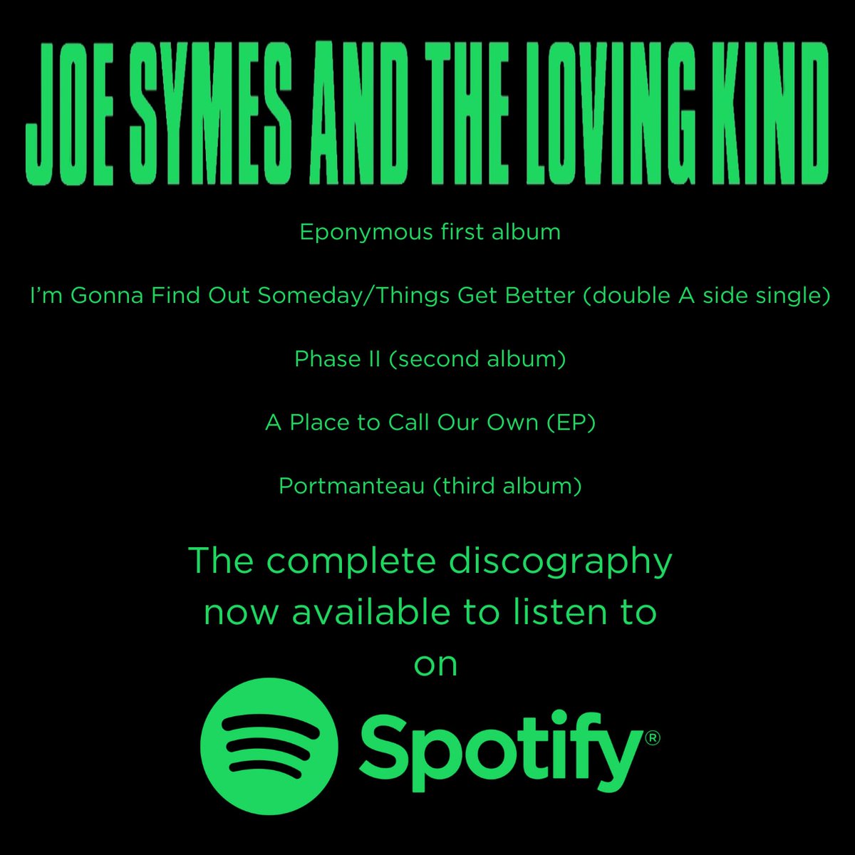 ColinW83's tweet image. Joe Symes and the Loving Kind's complete discography is now available on @Spotify. Check out the page out via the link below, and follow if you haven't already.
@SpotifyUK
😁😁😁 🥁🎸🎸
open.spotify.com/artist/1zP6vDH…