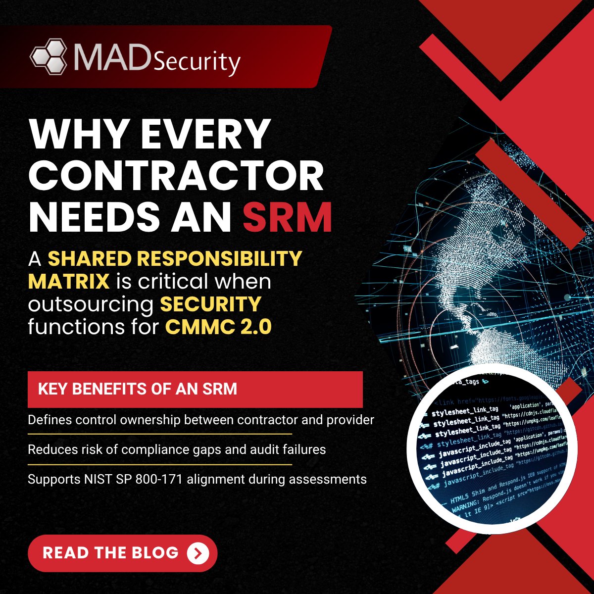 The Missing Piece in Your CMMC Strategy: The SRM 

Most defense contractors focus on policies, tech, and training—but overlook a critical piece of the CMMC 2.0 puzzle: the Shared Responsibility Matrix (SRM). 

Read More: hubs.la/Q03sbfcv0