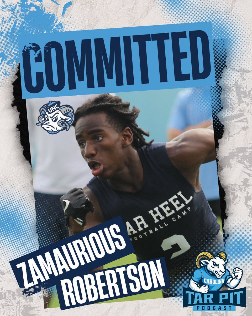 The Tar Pit Podcast (@thetarpitpod) on Twitter photo 𝘽𝙍𝙀𝘼𝙆𝙄𝙉𝙂: Class of 2026 WR Zamaurious Robertson has committed to North Carolina.
Welcome to Carolina, <a href="/ZamauriousRobe1/">Zamaurious Robertson</a>! 𝘽𝙍𝙀𝘼𝙆𝙄𝙉𝙂: Class of 2026 WR Zamaurious Robertson has committed to North Carolina.
Welcome to Carolina, <a href="/ZamauriousRobe1/">Zamaurious Robertson</a>!