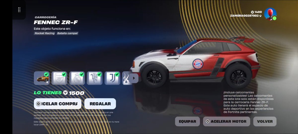 ZAMORAGO28's tweet photo. @FortniteStatus help, I bought the Fennec ZR-F and they didn't give me the FC Bayern Munich decal shown there. 😭🙏🏼 https://t.co/AXMdWEaYwO