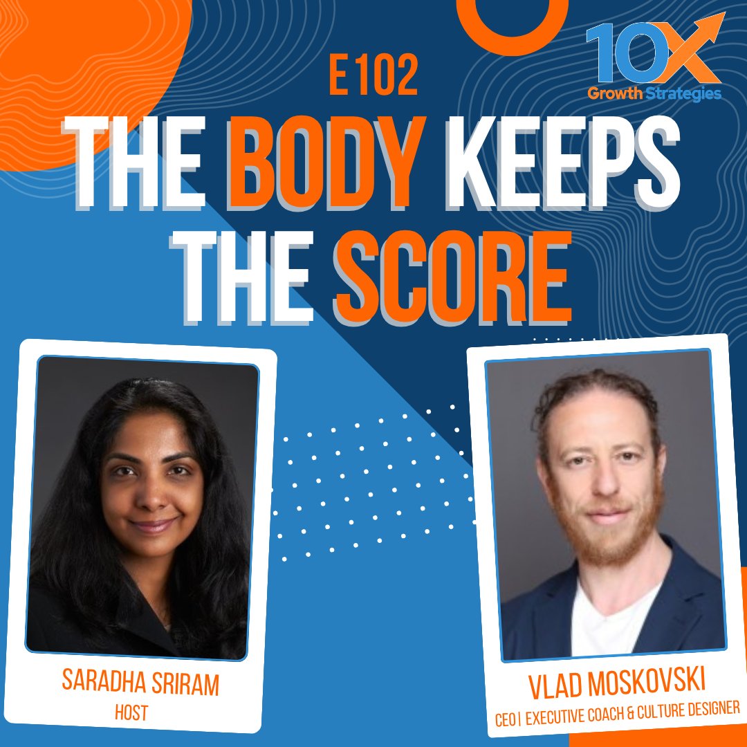 preepadu's tweet image. Tune into episode 102 of 10X Growth Strategies podcast with @saradhasriram and Vlad Moskovski and hear about the book The Body Keeps the Score grow10x.co, tiny.cc/10xspotify, tiny.cc/10xapple