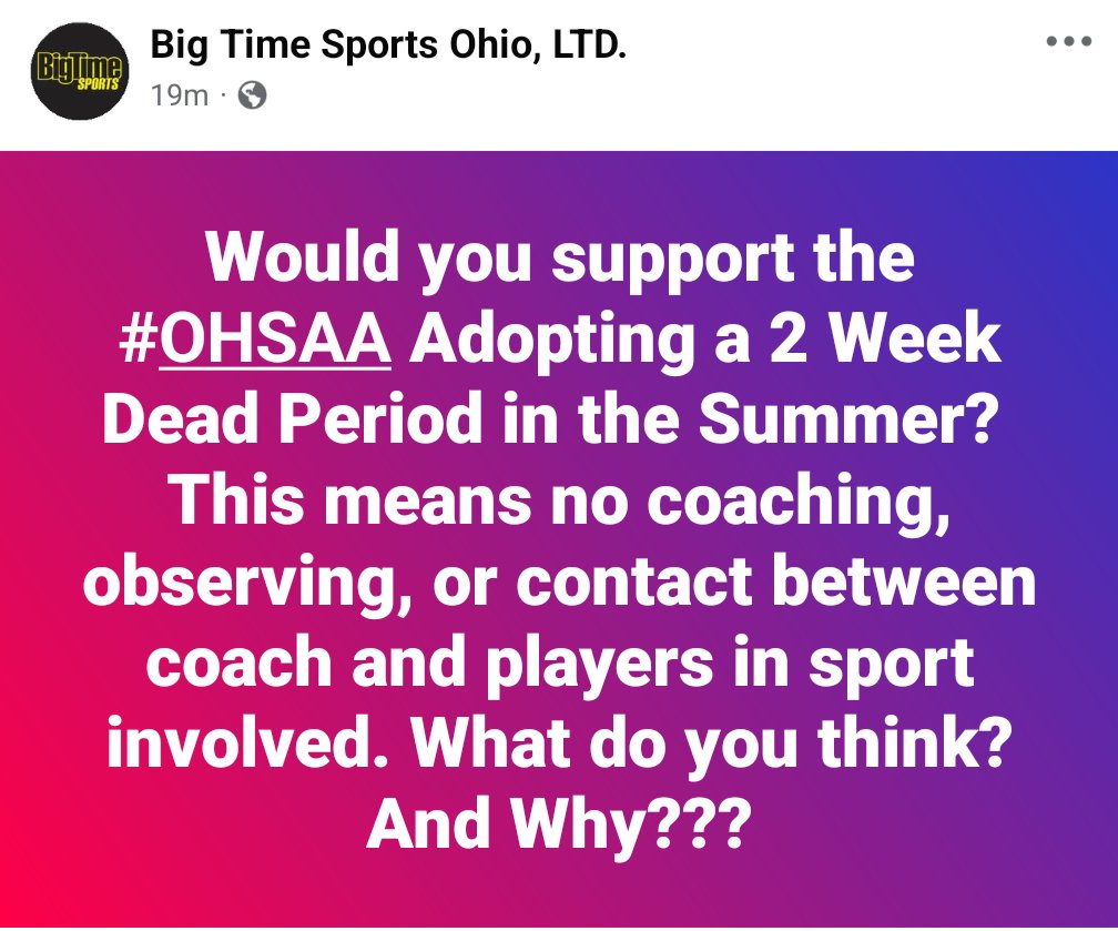Would you support the dead period #OHSAA