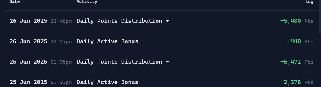 I still don't understand why i'm earnin one day 400 points DAB on <a href="/virtuals_io/">Virtuals Protocol</a>  and another day 2500 points and it's changing every two days. Someone have same issue?
