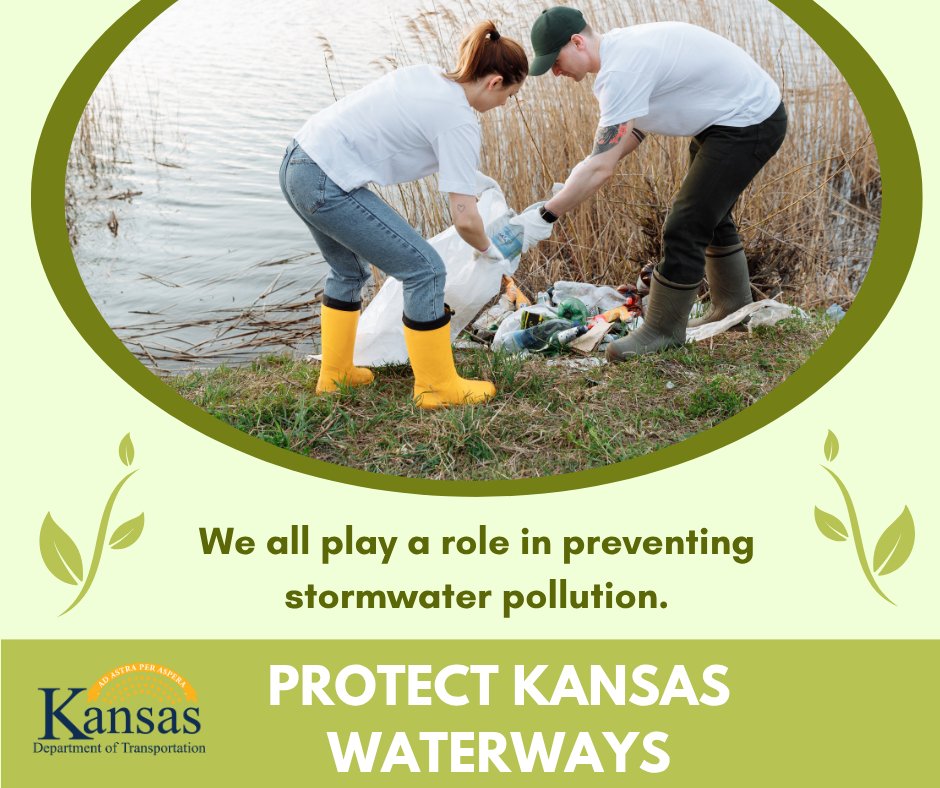 KDOTHQ's tweet image. When trash gets tossed out a car window and doesn’t get picked up, it’s on its way to the closest body of water. You can help protect Kansas waterways by putting trash in the trashcan. See what KDOT does to protect our waters and how you can help. ksdot.gov/home/showpubli…