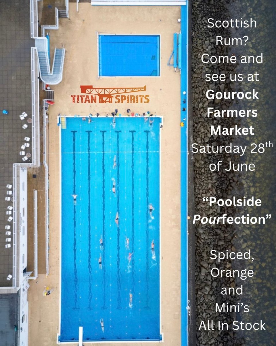 We’re back at Gourock Farmers Market this weekend with Titan Spiced and Titan Orange! 🏖️🧡 Come see us, stock up for your favourite summer tipple, and dive into summer with bold, smooth flavour. 🌊🍹 Dark Mojitos are making a splash this July… 🏗️🦩 #TitanRum #DiveIntoSummer