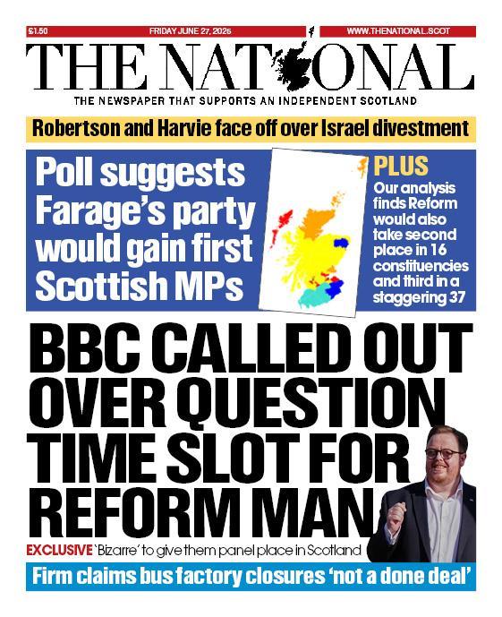 Tomorrow's front page 📰

BBC called out over Question Time slot for Reform UK councillor
