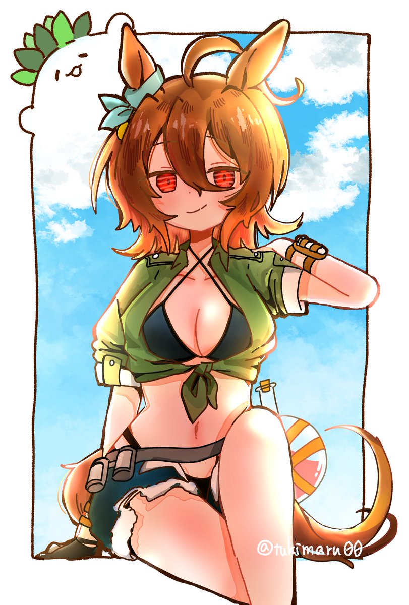 髪下ろした水着も可愛い！

#ウマ娘 #アグネスタキオン