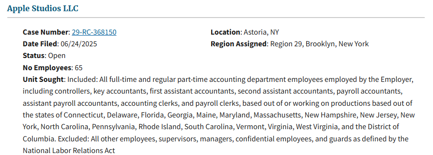 Daily Union Elections (@unionelections) on Twitter photo NEW: 65 employees for Apple Studios in Astoria, NYC are unionizing with <a href="/IATSE/">IATSE // #IASolidarity</a>. NEW: 65 employees for Apple Studios in Astoria, NYC are unionizing with <a href="/IATSE/">IATSE // #IASolidarity</a>.