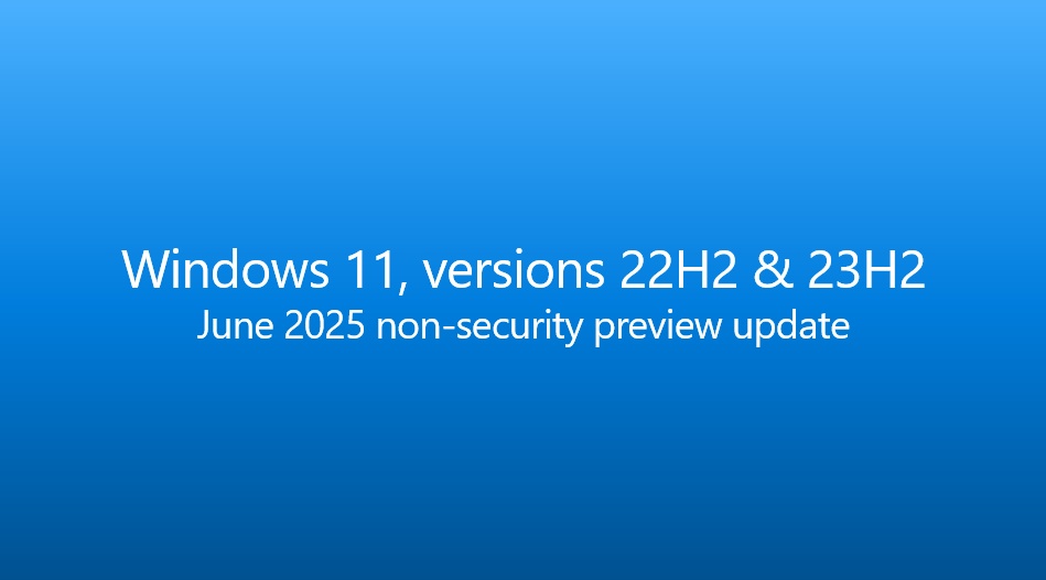 The June 2025 non-security preview update is now available for Windows 11, versions 22H2 and 23H2.
support.microsoft.com/help/5060826

(🧵1/4)
