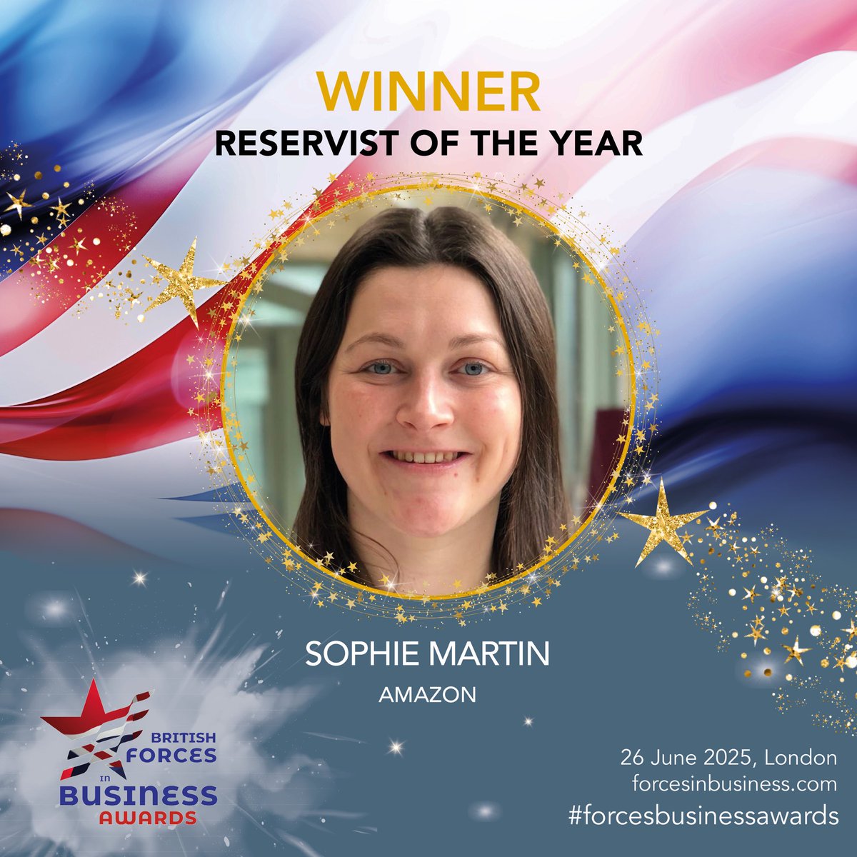 Forces in Business Awards (@exforcesawards) on Twitter photo Sophie Martin of Amazon wins Reservist of the Year, sponsored by <a href="/IntlSOS/">International SOS</a>. Well done Sophie! #ForcesBusinessAwards Sophie Martin of Amazon wins Reservist of the Year, sponsored by <a href="/IntlSOS/">International SOS</a>. Well done Sophie! #ForcesBusinessAwards