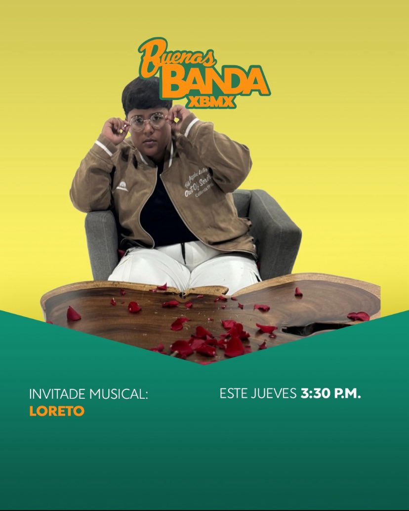 TvBandamax's tweet photo. Este jueves en #BuenasBandaXBMX, #Loreto nos acompaña para deleitarnos con su música, te esperamos a las 3:30 p. m. MEX, ¡solo por #Bandamax! 🤠 https://t.co/a4VIjZc1UC