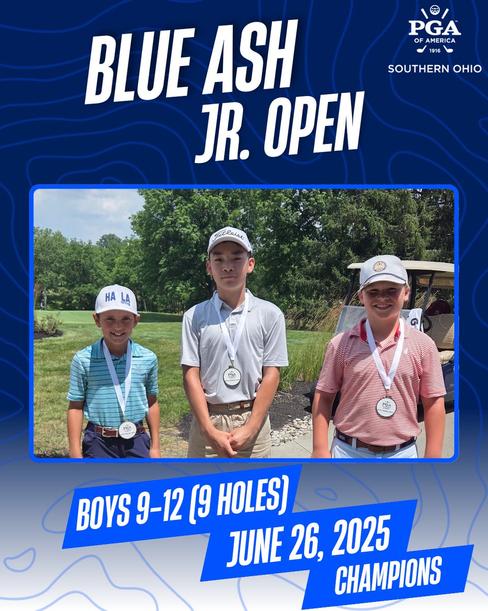 Congratulations to our winners of the Blue Ash Jr. Open! We had some exciting golf today with a tightly packed leaderboard. Thank you to Blue Ash Golf Course for being great host today 📸