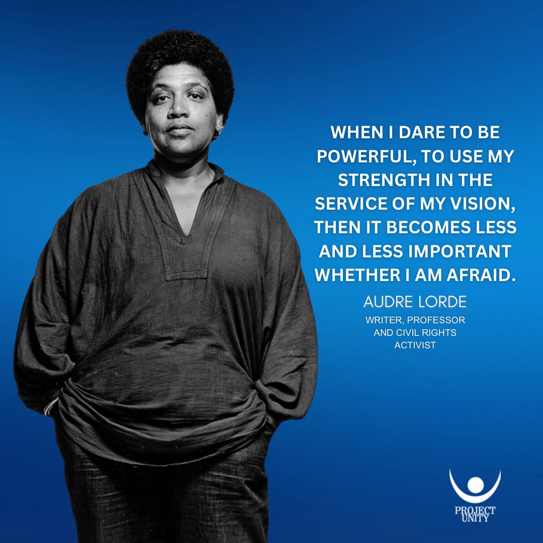 It’s Thoughtful Thursday 💭
Today’s Thoughtful Thursday is from Audre Lorde. Lorde (Feb 18, 1934 – Nov 17, 1992) was a noted writer, poet, professor and civil rights activist who dedicated her life and talents to confronting different forms of injustice.
#projectunity #pridemonth