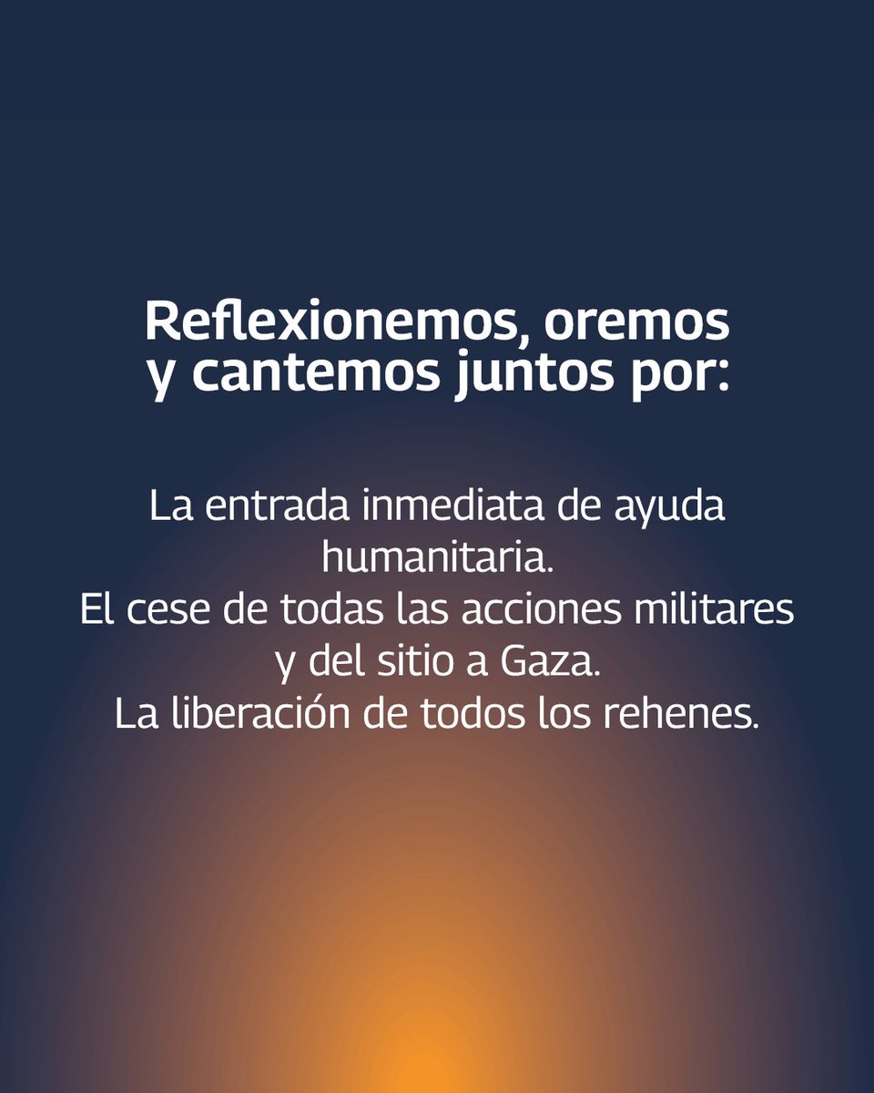 serpaj_py's tweet image. 🕊️ Este 30 de junio, nos sumamos al acto ecuménico por la paz en Gaza y en el mundo.
📍 Plaza de la Democracia | 🕕 18:00 a 19:00
🙏 Por ayuda humanitaria, cese de violencia y liberación de rehenes.
🤍 Vestí de blanco, traé tu vela.
🎶 Música: Ricardo Flecha
#CreoYDefiendoLaPaz